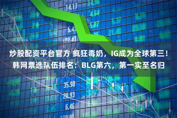 炒股配资平台官方 疯狂毒奶，IG成为全球第三！韩网票选队伍排名：BLG第六，第一实至名归